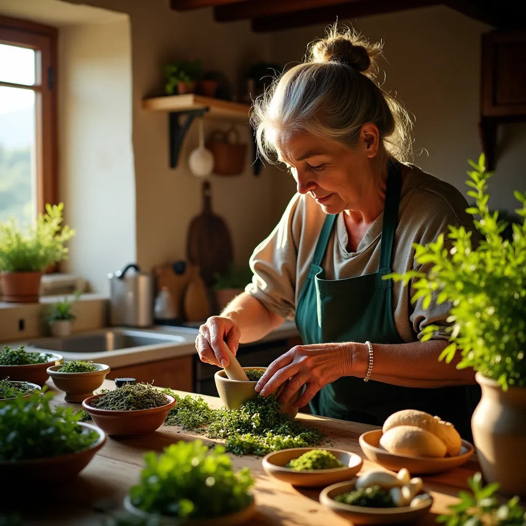 Αρωματικά βότανα ρίγανης σε ξύλινη επιφάνεια.